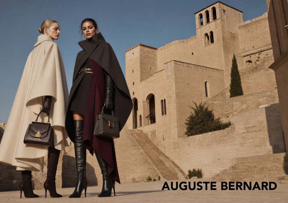 Campagna moda architettonica davanti a una fortezza in pietra