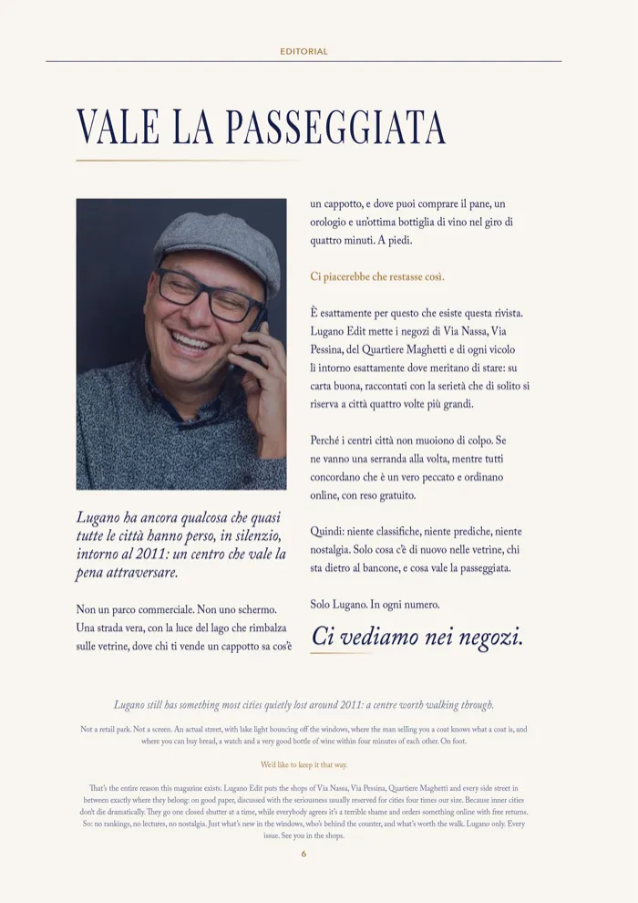 La pagina dell'editoriale stampata nell'edizione demo